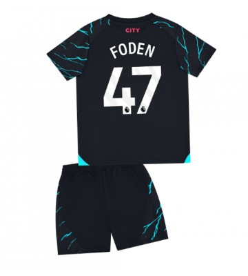 Manchester City Phil Foden #47 Koszulka Trzecich Dziecięca 2023-24 Krótki Rękaw (+ Krótkie spodenki)